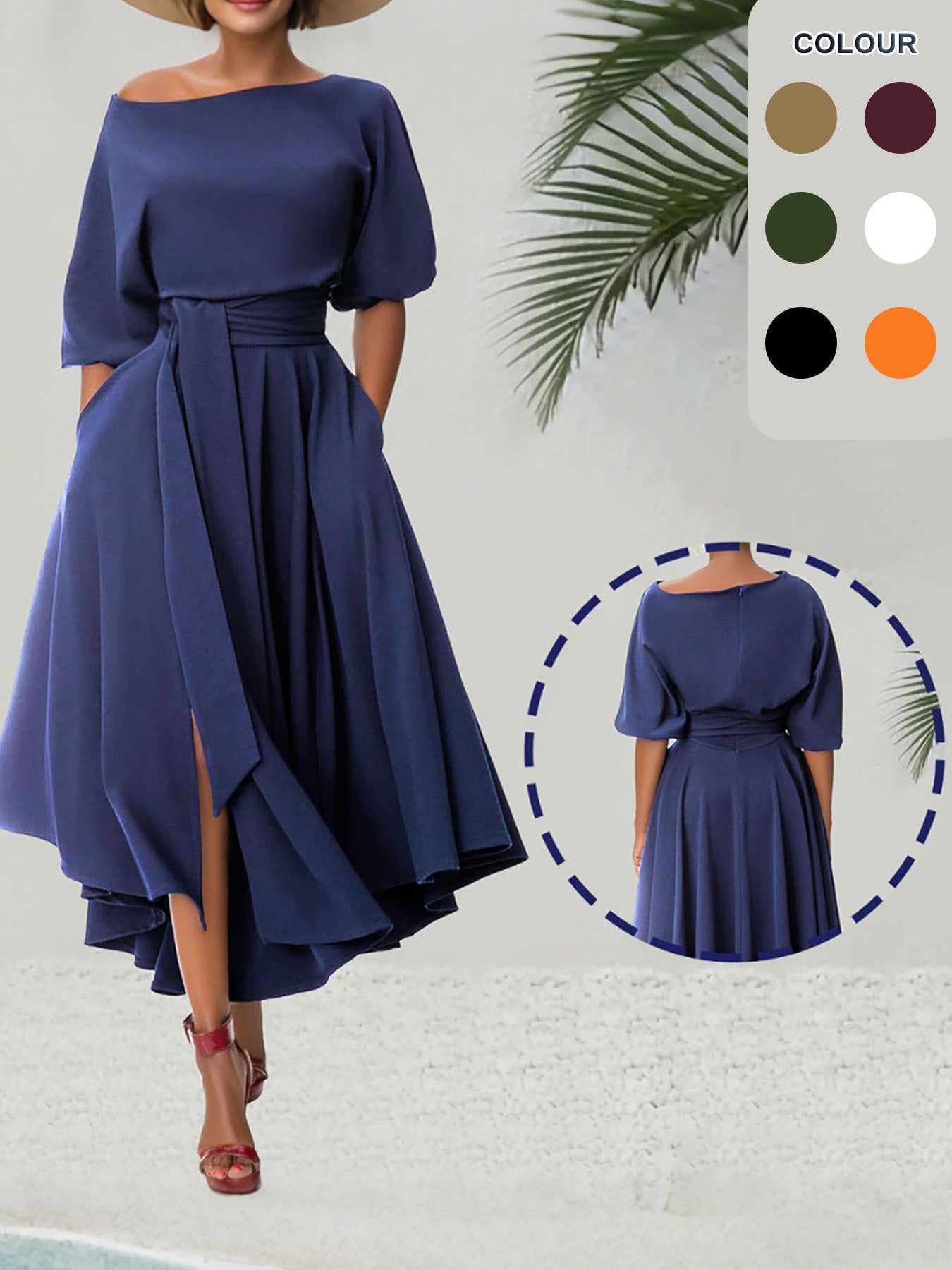 Asymmetrical solid color dress
