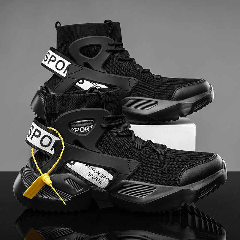 Mens High-Top Casual Shoes with Thick Sole
