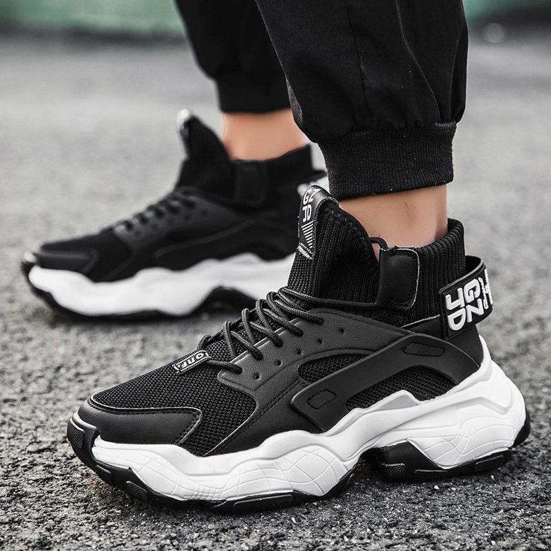 Mens High-Top Casual Shoes with Thick Sole