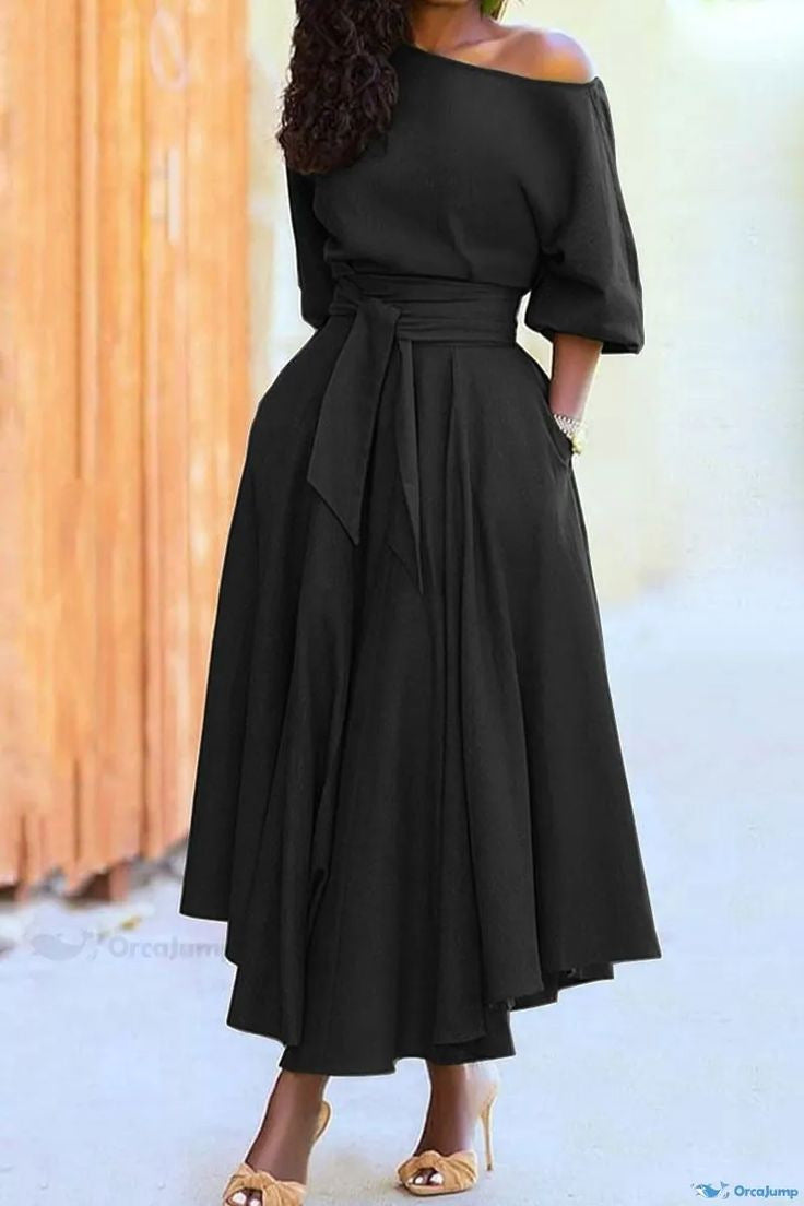 Asymmetrical solid color dress