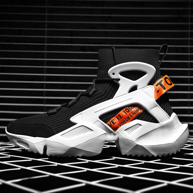 Mens High-Top Casual Shoes with Thick Sole