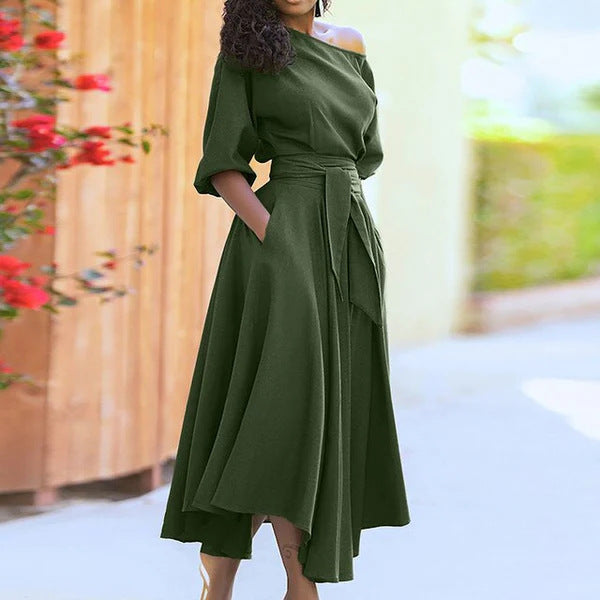 Asymmetrical solid color dress