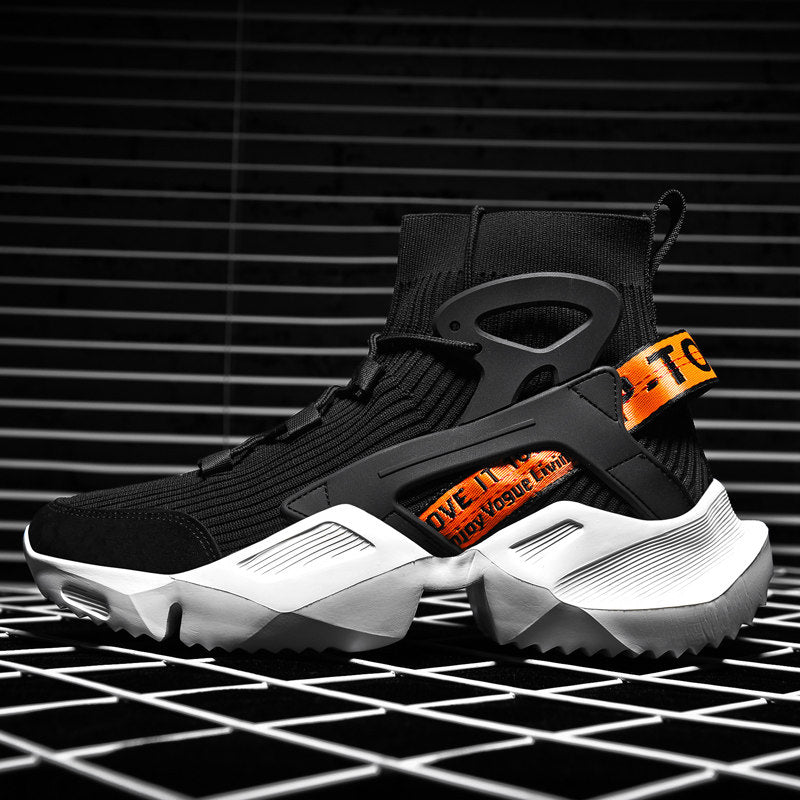 Mens High-Top Casual Shoes with Thick Sole