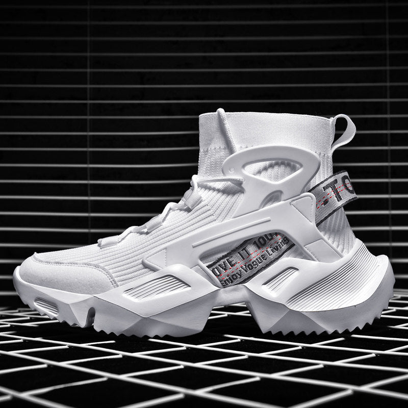 Mens High-Top Casual Shoes with Thick Sole