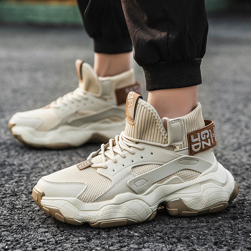 Mens High-Top Casual Shoes with Thick Sole