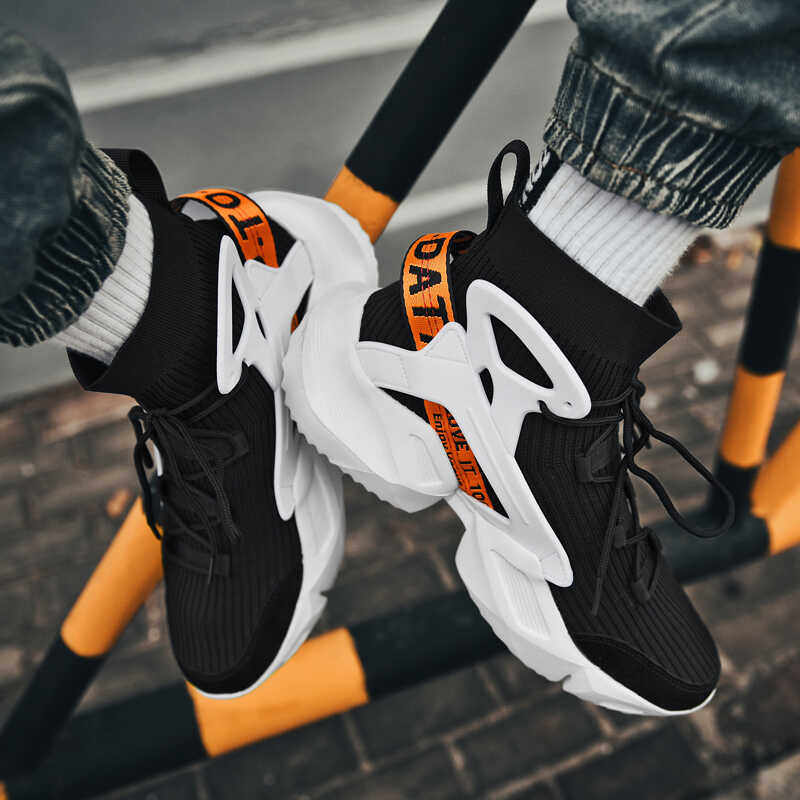 Mens High-Top Casual Shoes with Thick Sole