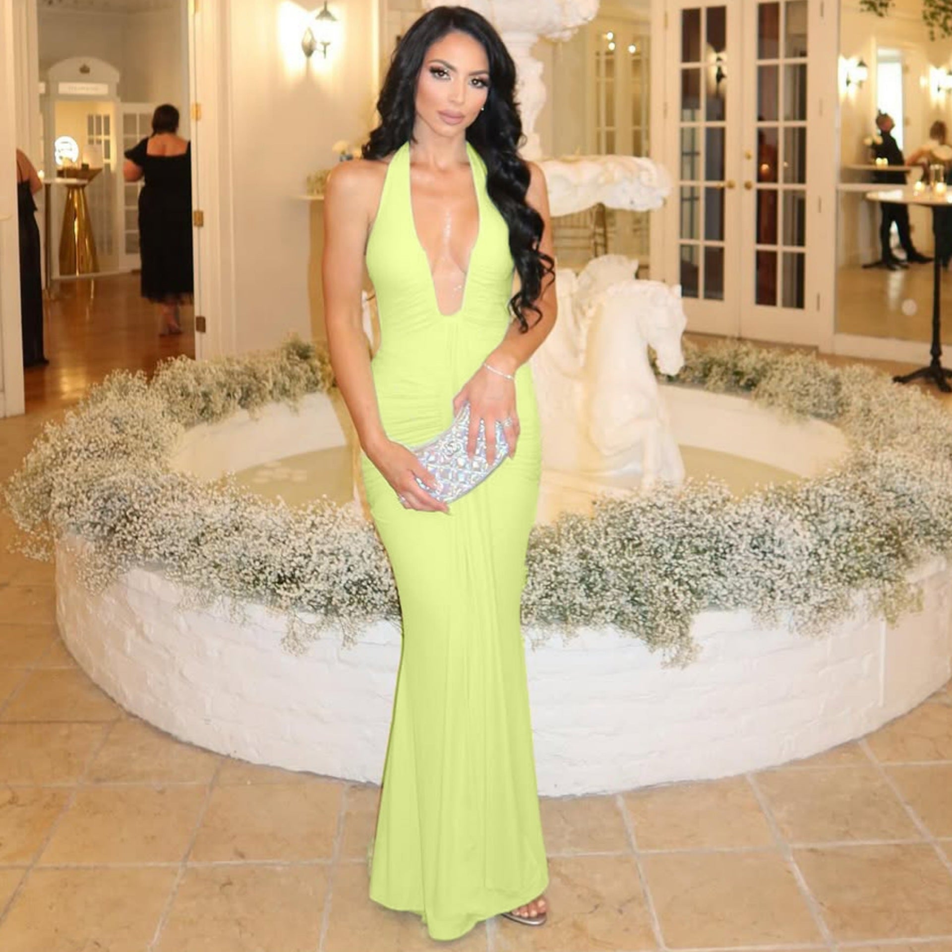 Backless halter neck bodycon dress