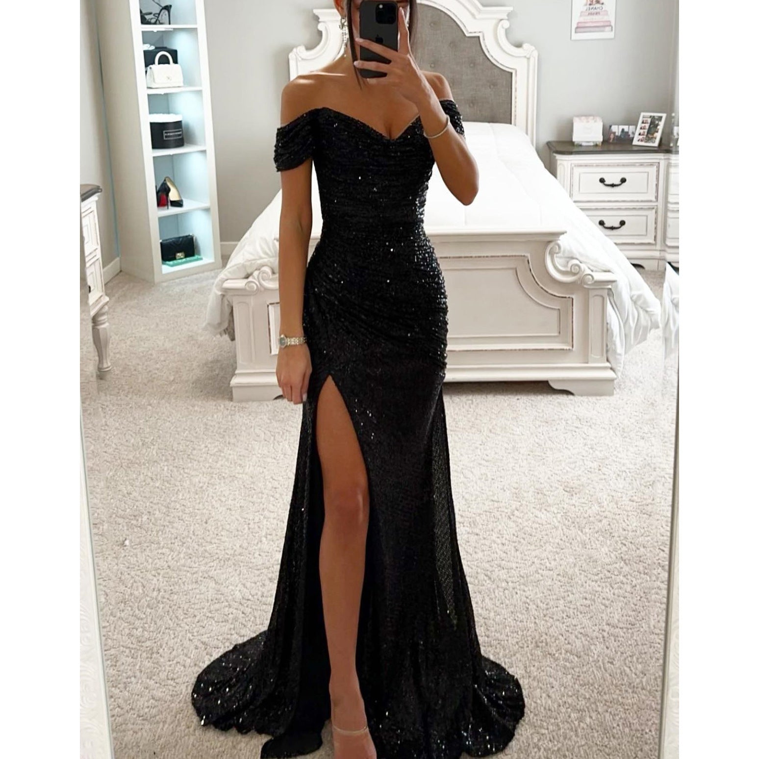 Sequin off shoulder Dress