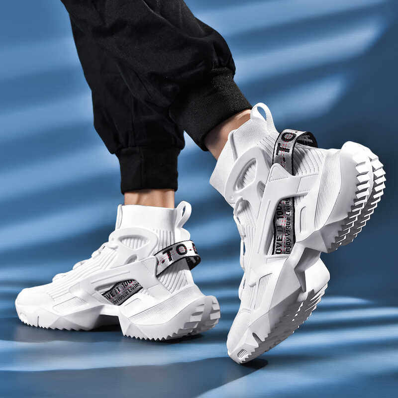 Mens High-Top Casual Shoes with Thick Sole