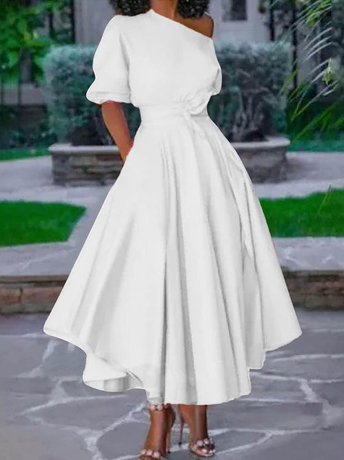 Asymmetrical solid color dress