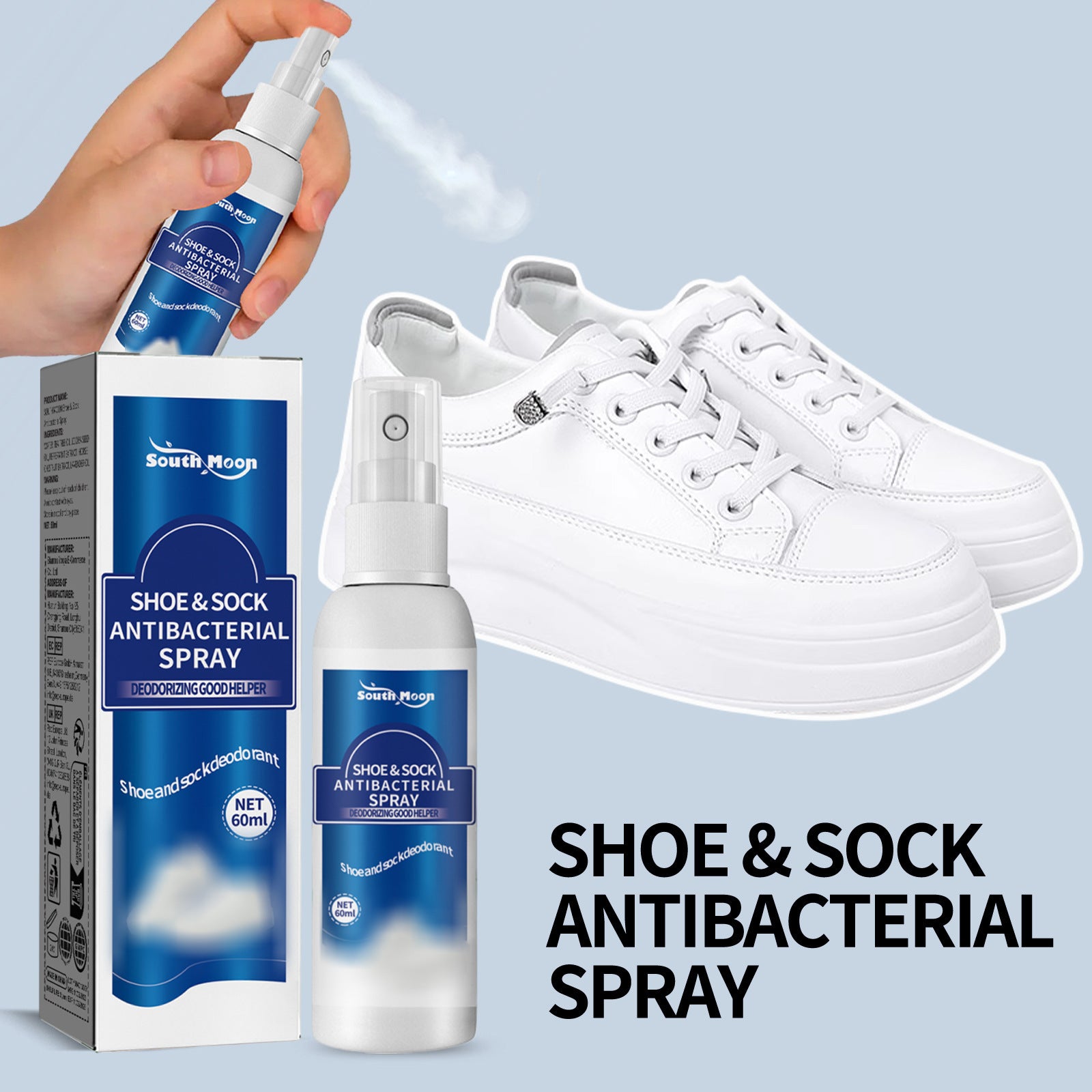 South Moon Shoes and Socks Deodorant Spray Shoes and Socks Clean Sweat Feet Deodorant Dry Shoe Cabinet Refreshener