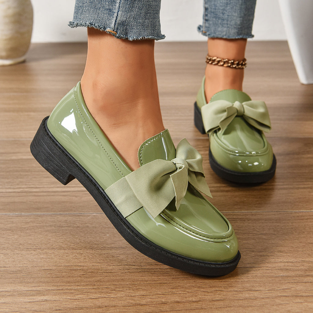 Bow-tie little leather shoes