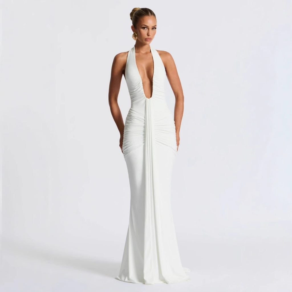 Backless halter neck bodycon dress