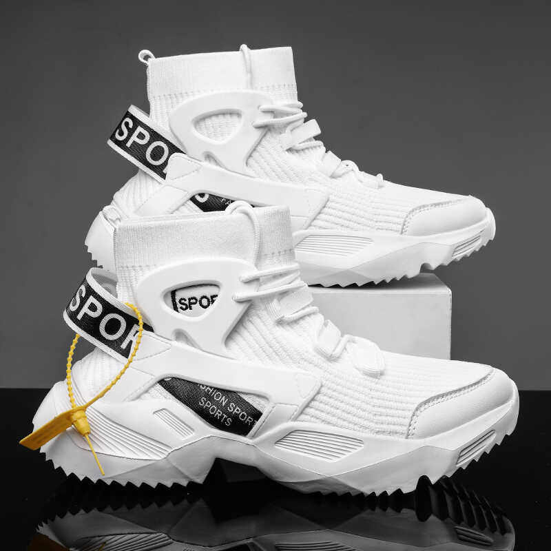 Mens High-Top Casual Shoes with Thick Sole