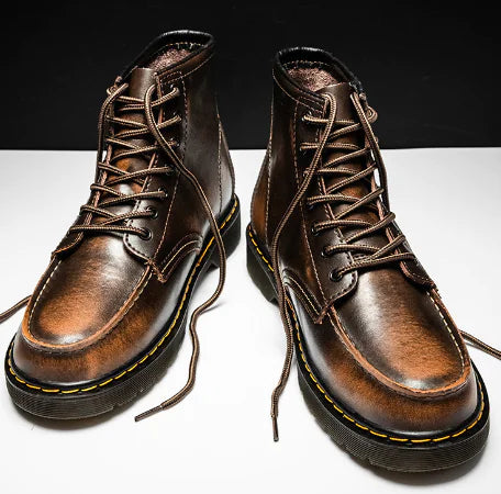 Men's High-Top Cowhide Martin Trendy Tooling Boots